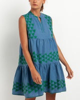 SHORT SLEEVELESS LINEN DRESS "TRIGONO"