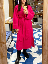 OVERSIZED KNIT-COAT WITH BELT FUCHSIA